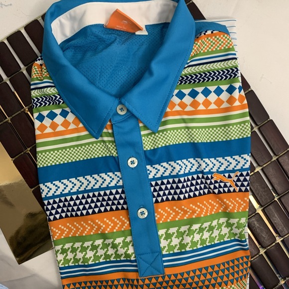 Vintage Y2K PUMA Cool Cell SS Collar 1/4 Button‎ Men's Polo Size L